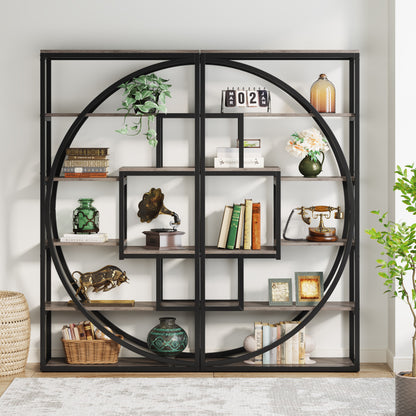 Industriële Vakkenkast – Boekenkast – Opbergkast – Vakkenkast – Plankenkast – 180 cm Hoog – Vintage Grijs Metalen Frame