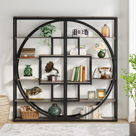 Industriële Vakkenkast – Boekenkast – Opbergkast – Vakkenkast – Plankenkast – 180 cm Hoog – Vintage Grijs Metalen Frame
