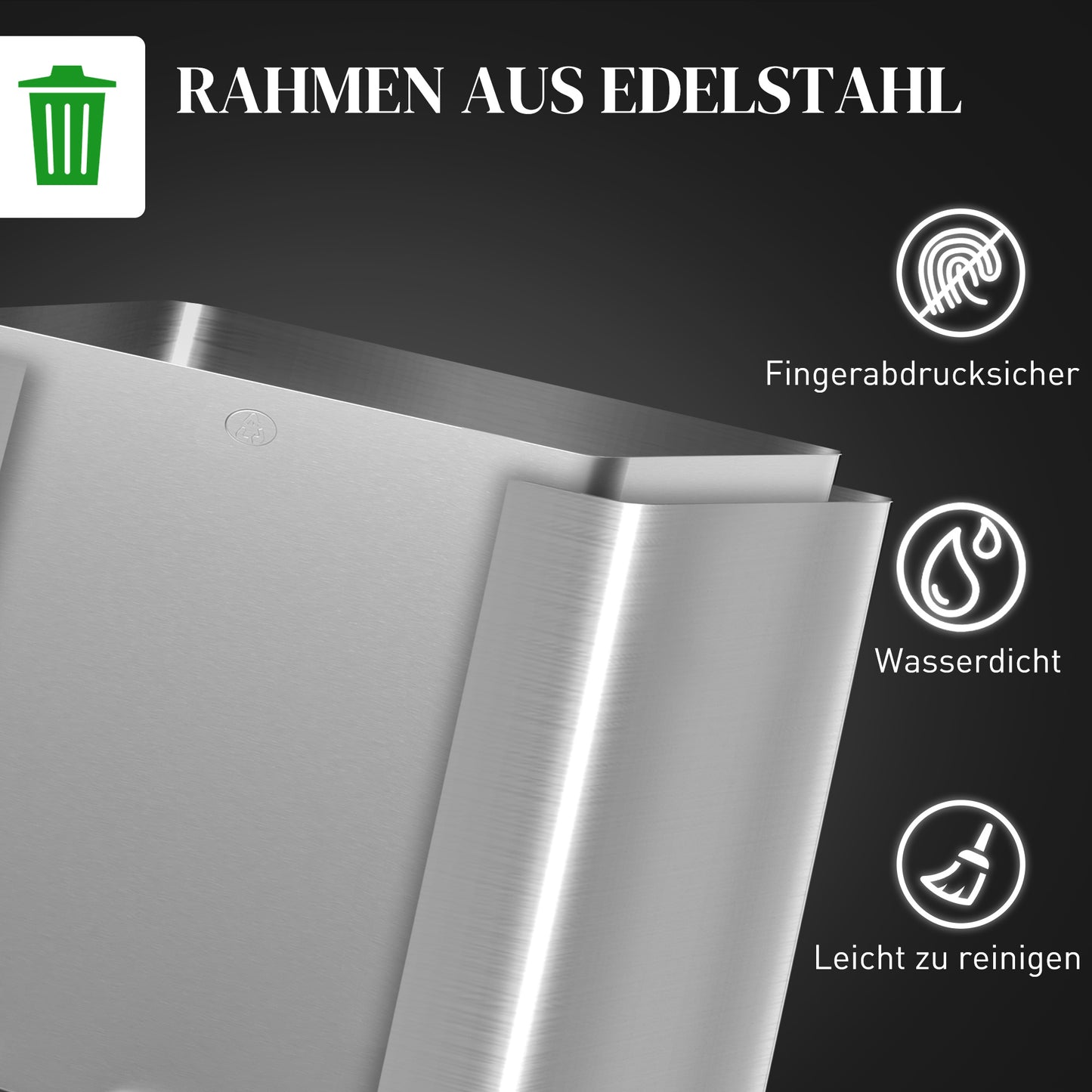 Afvalemmer – Vuilnisbak – Prullenbak – Afvalbak – Afvalcontainer – 3x 20 Liter Compartimenten – Geurfilter Deksel – Vingerafdrukbestendig – Soft-Close Mechanisme – Zilverkleurig