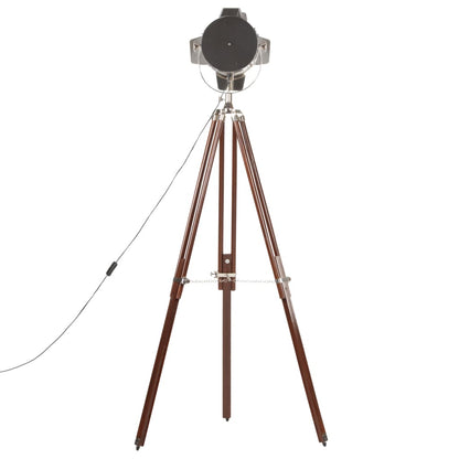 Vloerlamp – Staande Lamp – Retro Lamp – Leeslamp – Vintage Lamp – Bruin – Verstelbare Hoogte 120-180 cm – Mangohouten Driemalige Basis