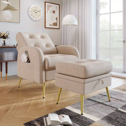 Verstelbare loungestoel – Relaxfauteuil – Recliner – Zitstoel – Loungechair – 3-standen rugleuning – Stevig metalen frame – Inclusief inklapbare voetsteun