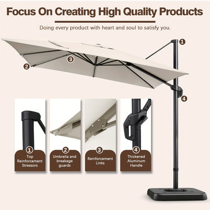 Tuinparasol – Terrasparasol – Patio Parasol – Zonnescherm – Schaduwdoek – Verstelbare Hoogte – UV-Bescherming Met Ademend Mesh