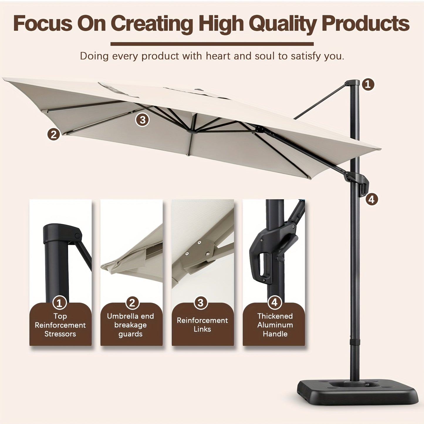 Parasol 3x3 Meter – Tuinparasol – Terrasparasol – Buitenscherm – Zonnescherm – Diepblauw – Verstelbare Hoogte – UV-Bescherming Met Mesh Panelen