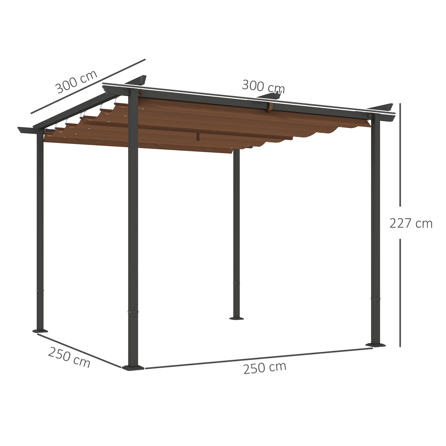 Pergola – Tuinpaviljoen – Prieel – Terrasoverkapping – Zonwering – Uitschuifbaar Polyester Dak – 3x3 Meter – UPF30+ Bescherming