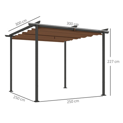 Pergola – Tuinpaviljoen – Prieel – Terrasoverkapping – Zonwering – Uitschuifbaar Polyester Dak – 3x3 Meter – UPF30+ Bescherming