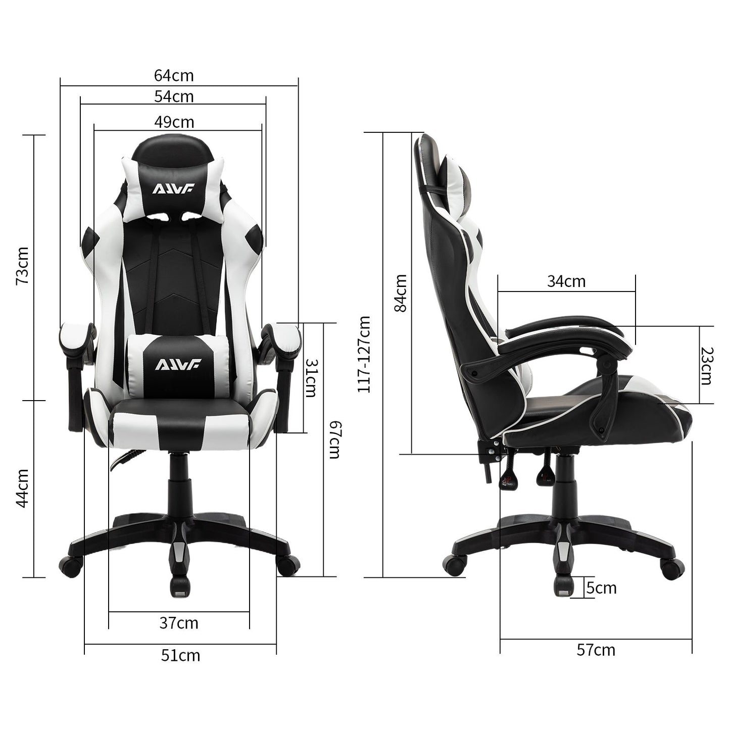 Gamingstoel – Gamestoel – Gaming Chair – Bureaustoel – Game Stoel – Ergonomisch Design – Kunstleer Bekleding – Verstelbare Rugleuning – 360° Draaibaar – Wit
