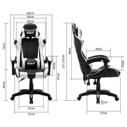 Gamingstoel – Gamestoel – Gaming Chair – Bureaustoel – Game Stoel – Ergonomisch Design – Kunstleer Bekleding – Verstelbare Rugleuning – 360° Draaibaar – Wit