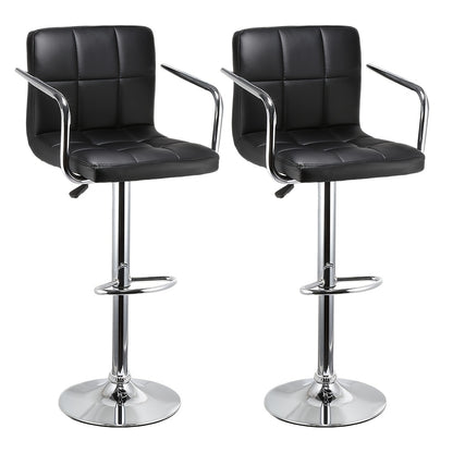 2-Pack Adjustable Height Bar Stools with Arms - Heavy-Duty Commercial-Grade Swivel Bar Stools, Space-Saving Design, Easy-Clean Surface - for Home, Kitchen, Cafe, Bar - Modern Industrial/Contemporary Decor - Assembly Required,