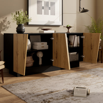 Modern Large 160cm Freestanding Storage Cabinet - Adjustable Shelf Cabinet with Ample Space, Wood Tone (Non-Wood), Easy Assembly Suitable for, Dining Room, Hallway - Contemporary & Classic Design