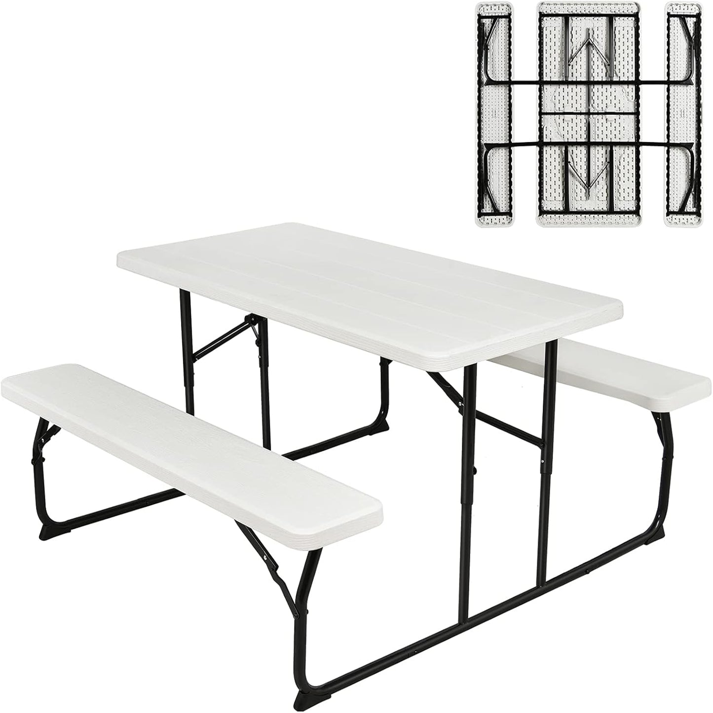 Campingtafel – Picknicktafel – Klaptafel – Vouwtafel – Kampeertafel – Inklapbaar – Ruim 136 cm – Weerbestendig Wit