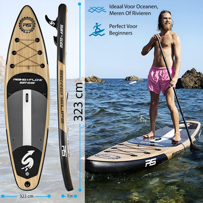 Inflatable Paddleboard – SUP Board – Opblaasbaar Board – Stand Up Paddle – SUP Surfboard – Lichtgewicht PVC – Antislip Deklaag – Compleet Met Peddel en Pomp – 320x81x15 cm – Draagtas Inclusief