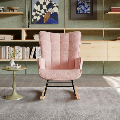 Fauteuil – Relaxstoel – Leunstoel – Zithoekstoel – Loungestoel – Roze Kleur – Hoogwaardig Schuim & Stevig Houten Frame