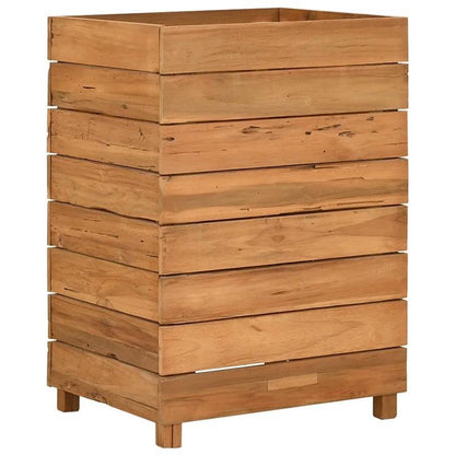 Bloemenrek – Plantenrek – Bloemenstandaard – Plantenbak – Plantenhouder – Marrone – Gerecycled Teakhout – Weerbestendig Stalen Frame – 50x40x72 cm