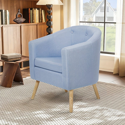 Fauteuil – Stoel – Zetel – Armstoel – Accentstoel – 64x60x70cm – Linnen Bekleding – Berkenhouten Poten