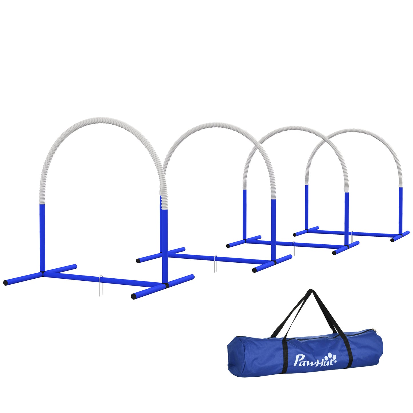 Agility Set Honden – Hindernisbaan – Trainingsset – Dog Fitness – Honden Speelset – Blauw Wit – Lichtgewicht PVC – Inclusief Draagtas