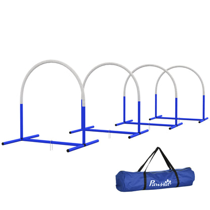 Agility Set Honden – Hindernisbaan – Trainingsset – Dog Fitness – Honden Speelset – Blauw Wit – Lichtgewicht PVC – Inclusief Draagtas