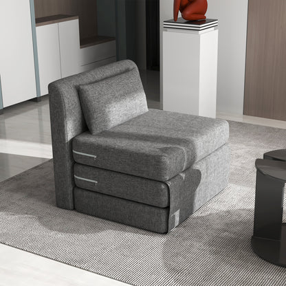 Slaapstoel – Guestbed – Slaapfauteuil – Logeerbed – Opklapbed – 3-Voudig Opvouwbaar – Stevig Metalen Frame – Compact Grijs Design – 80x75x74 Cm