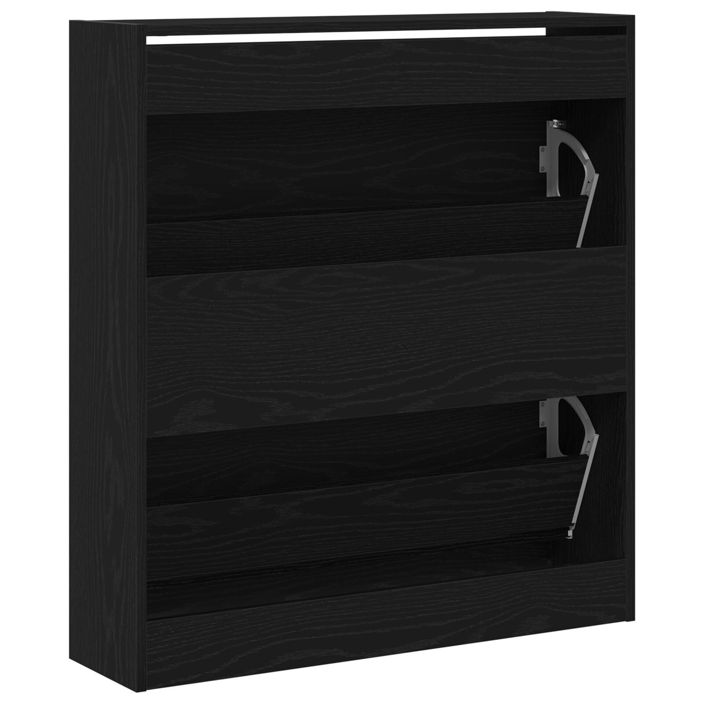 Schoenenkast – Schoenenrek – Schoenenopberger – Schoenenkastje – Schoenendisplay – Zwart Eikenhout – Flip-Drawer Systeem – Compact 80x21x87,5 cm – Ruimtebesparend Design