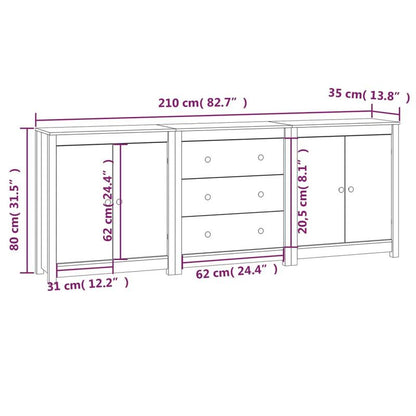 Dressoir – Ladekast – Sideboard – Opbergkast – Buffetkast – Massief Grenenhout – 210x35x80 cm – Duurzaam en Stijlvol