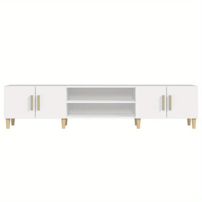 TV Meubel – TV Kast – TV Meubelkast – TV Dressoir – Tv Meubel Wit – Massief Eucalyptus Hout – 180x31,5x40 cm – Minimalistisch Design Met Deuren En Planken