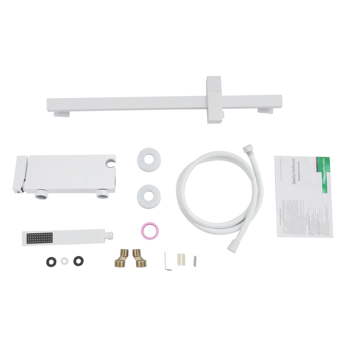 Modern White Waterfall Bath Tap with Hand Shower - Brushed Nickel Finish Bathtub Faucet, Single Handle Control, Wall-Mounted Design, Easy Installation with Included Hardware, Durable & Corrosion-Resistant for Spa-Like Bathing