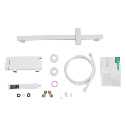 Modern White Waterfall Bath Tap with Hand Shower - Brushed Nickel Finish Bathtub Faucet, Single Handle Control, Wall-Mounted Design, Easy Installation with Included Hardware, Durable & Corrosion-Resistant for Spa-Like Bathing