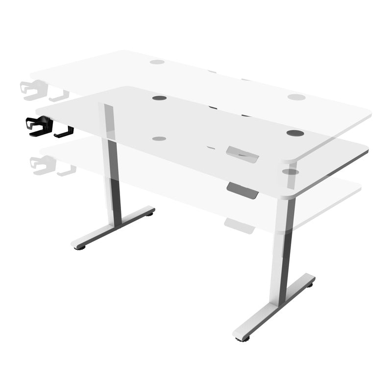 Verstelbaar Bureau – Zit-Sta Bureau – Elektrisch Bureau – Ergonomisch Bureau – Wit 140x60 cm – Traploos Verstelbaar 72-117 cm – Geheugenfunctie