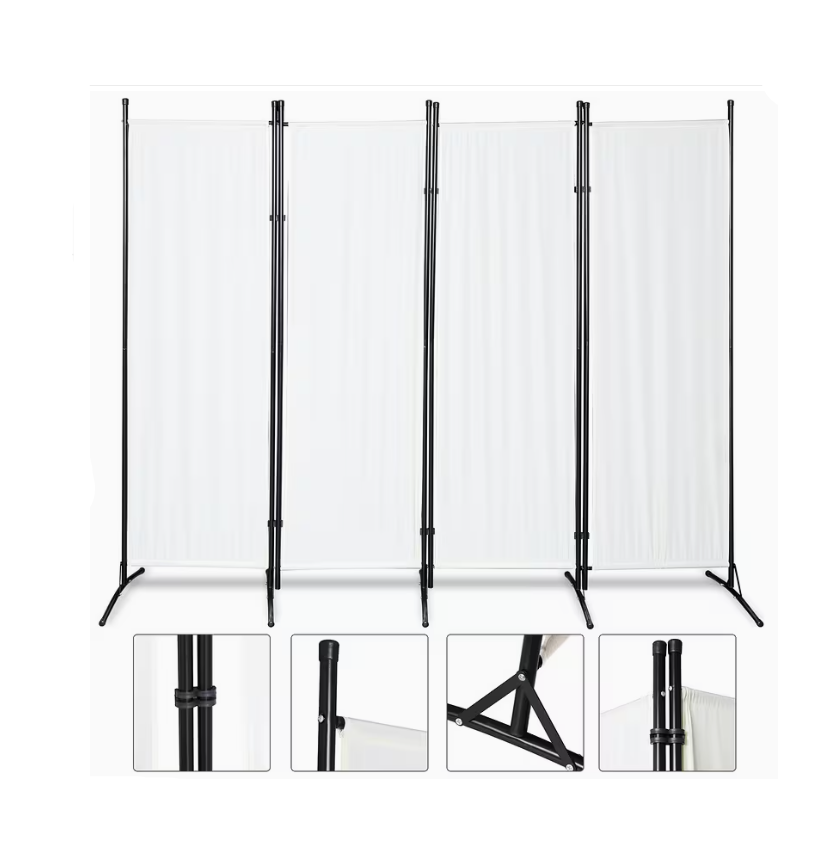 Kamerscherm – Scheidingswand – Roomdivider – Paravent – Privacy Scherm – Opvouwbaar – Lichtgewicht – 180x180 cm – Metaal & Polyester – Beige