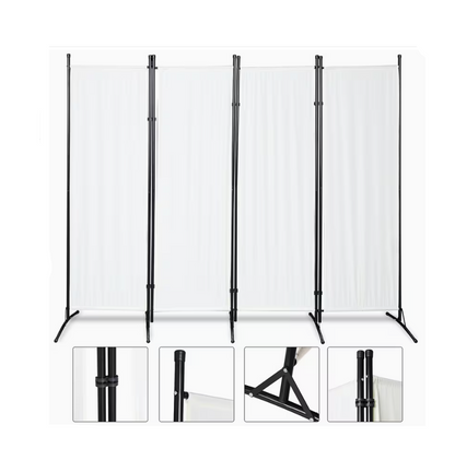 Kamerscherm – Scheidingswand – Roomdivider – Paravent – Privacy Scherm – Opvouwbaar – Lichtgewicht – 180x180 cm – Metaal & Polyester – Beige