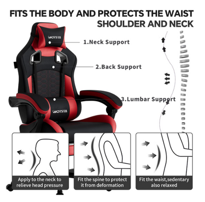 Gamingstoel – Gamestoel – Gaming Chair – Game Stoel – Bureaustoel – Ergonomisch Design – Verstelbare Voetensteun – PU Lederen Bekleding – Max Belastbaarheid 150 kg