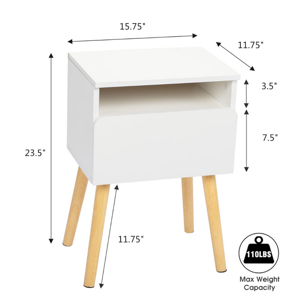 Rustiek Houten Nachtkastje – Vintage Design Bedside Table voor Slaapkamer & Woonkamer – Decoratief en Functioneel Meubel – Eenvoudige Montage