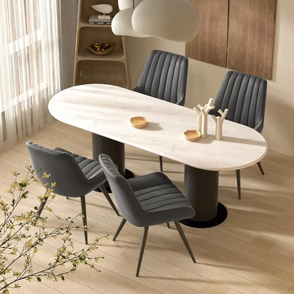 Eetkamerstoel – Stoel – Kuipstoel – Keukenstoel – Dining Chair – Set Van 6 – Ergonomisch Design – Memory Foam Zitting