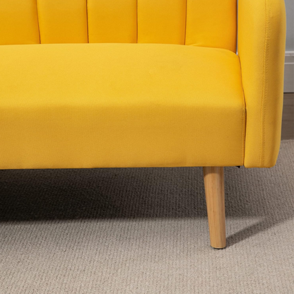 Slaapbank 2-Zits – Verstelbare Sofa Bed met Split-Back Functie – Comfortabele Logeerbed voor Woonkamer - Logeerkamer of Studentenkamer – 173x75x73 cm – Moderne Stijl - Geel