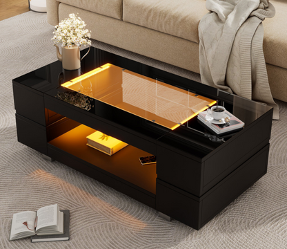 Salontafel – Sofa Tafel – Woonkamertafel – Bijzettafel – Lounge Tafel – Zwart – Hout – Compact Design