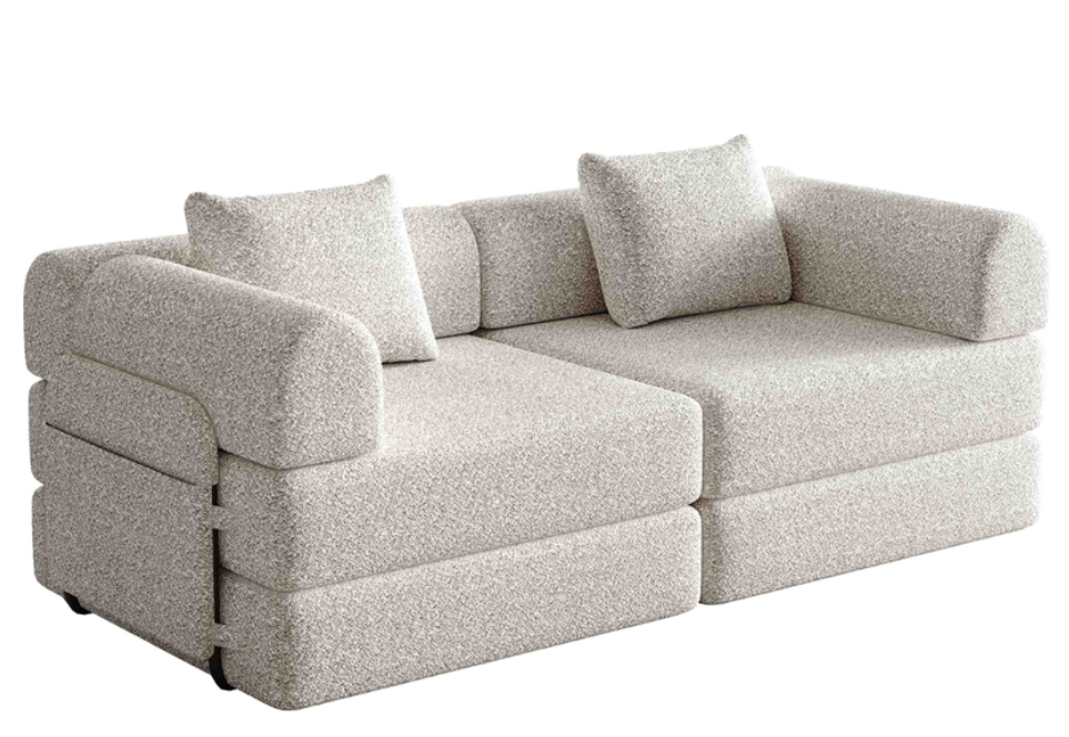 2-Zits Chenille Sofa Bed – Slaapbank – Bedbank – Sofa – Houderbank – Khaki – Met Opbergruimte – Robuust Metalen Frame - QUORE