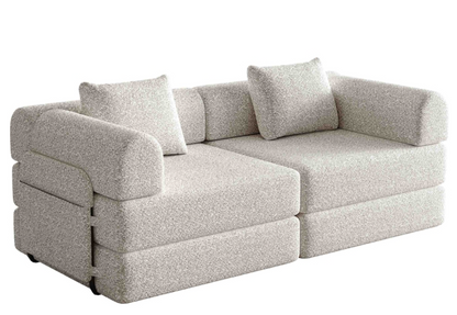 2-Zits Chenille Sofa Bed – Slaapbank – Bedbank – Sofa – Houderbank – Khaki – Met Opbergruimte – Robuust Metalen Frame - QUORE