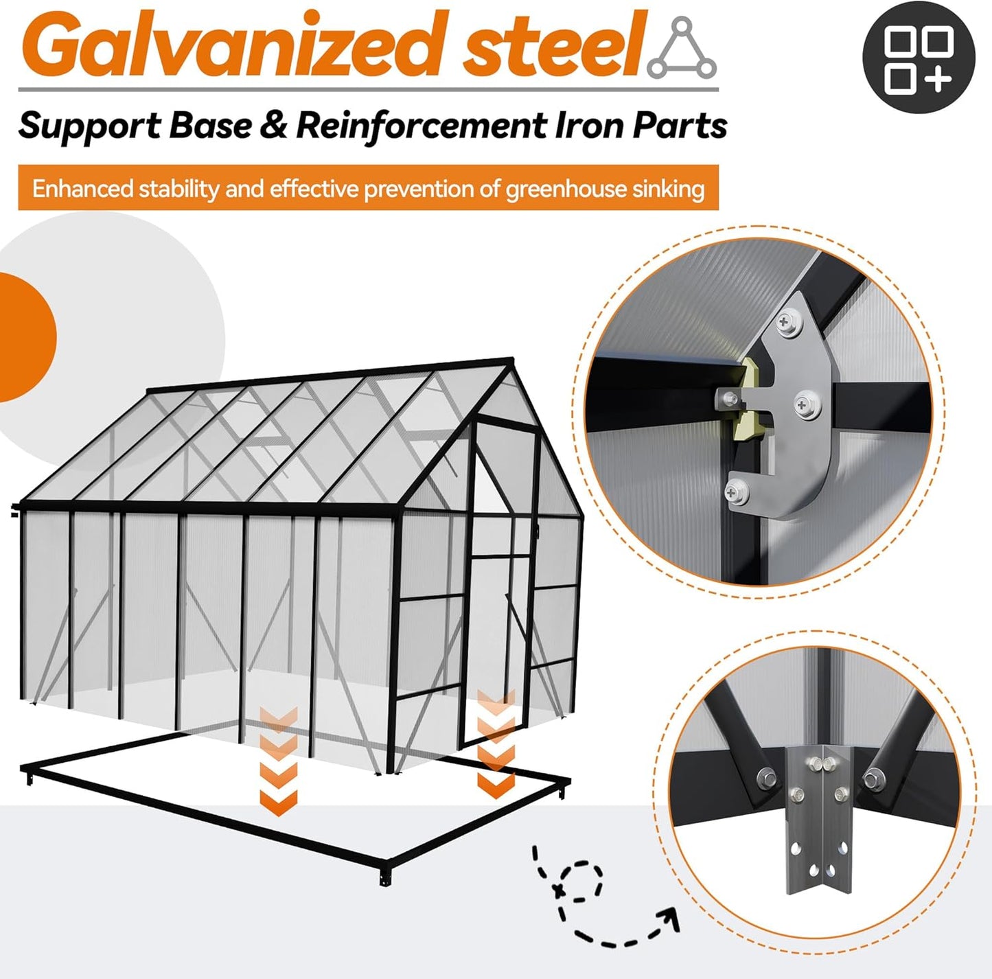 Kweekkas – Tuinkas – Serre – Plantenkas – Aluminium Frame – 310 x 250 x 205 cm – Weerbestendig Met Ventilatie – Schuifdeur En Fundering
