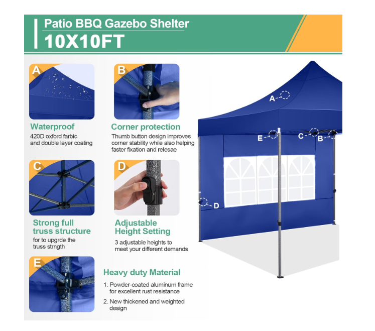 Partytent – Paviljoen – Tuintent – Feesttent – Easy-up – 3x3 Meter – Waterdicht – Versterkt Frame – Met Vier Zijwanden – Draagtas