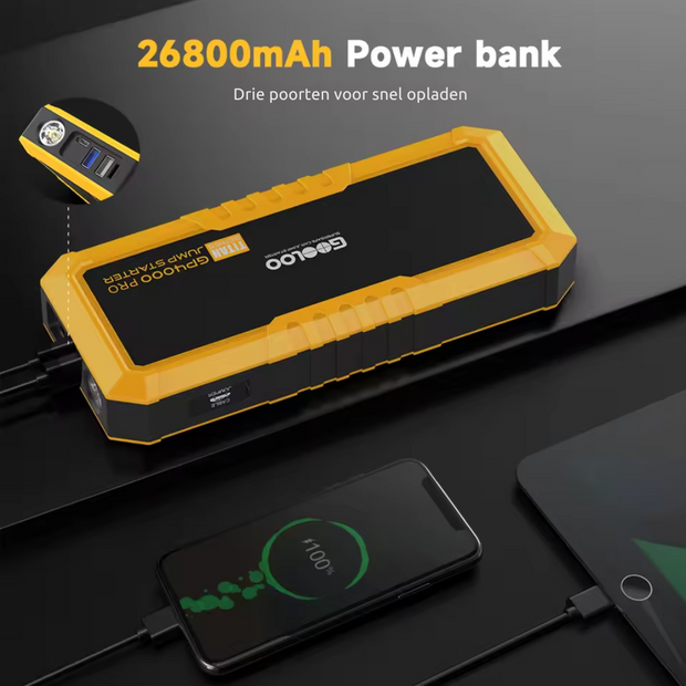 Jumpstarter - Jumpstarter voor Auto - 12V - 4000A - 26800mAh - Auto Start Apparaat - Jumpstarter met Powerbank - Jump Starter Auto Booster - Zwart