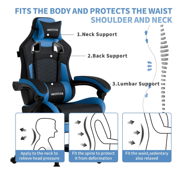 Gamingstoel – Gamestoel – Gaming Chair – Game Stoel – Esports Chair – Ergonomische Verstelbare Rugleuning – PU Kunstleer Met Voetensteun