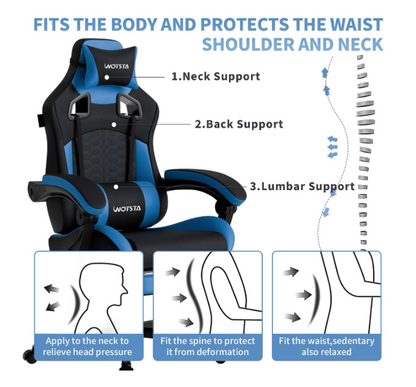 Gamingstoel – Gamestoel – Gaming Chair – Game Stoel – Esports Chair – Ergonomische Verstelbare Rugleuning – PU Kunstleer Met Voetensteun