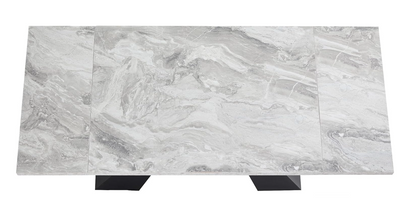 Uitschuifbare Eettafel – Uitklapbare Tafel – Verstelbare Eettafel – Inklapbare Keukentafel – Ruimtebesparende Tafel – Zwart-Grijs MDF – Flexibel Uitschuifsysteem 99-159 cm – Stevige Koolstofstaal Poten