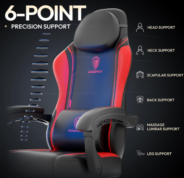 Ergonomische Gamingstoel – Zwarte Gamingstoel – Bureaustoel – Recliner Stoel – Gaming Chair Met Voetensteun – 136 kg Draagvermogen – Verstelbare Rugleuning & Hoogte