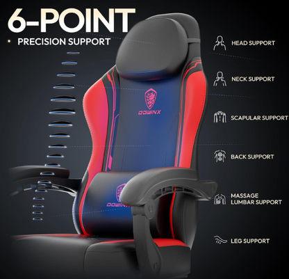Ergonomische Gamingstoel – Zwarte Gamingstoel – Bureaustoel – Recliner Stoel – Gaming Chair Met Voetensteun – 136 kg Draagvermogen – Verstelbare Rugleuning & Hoogte