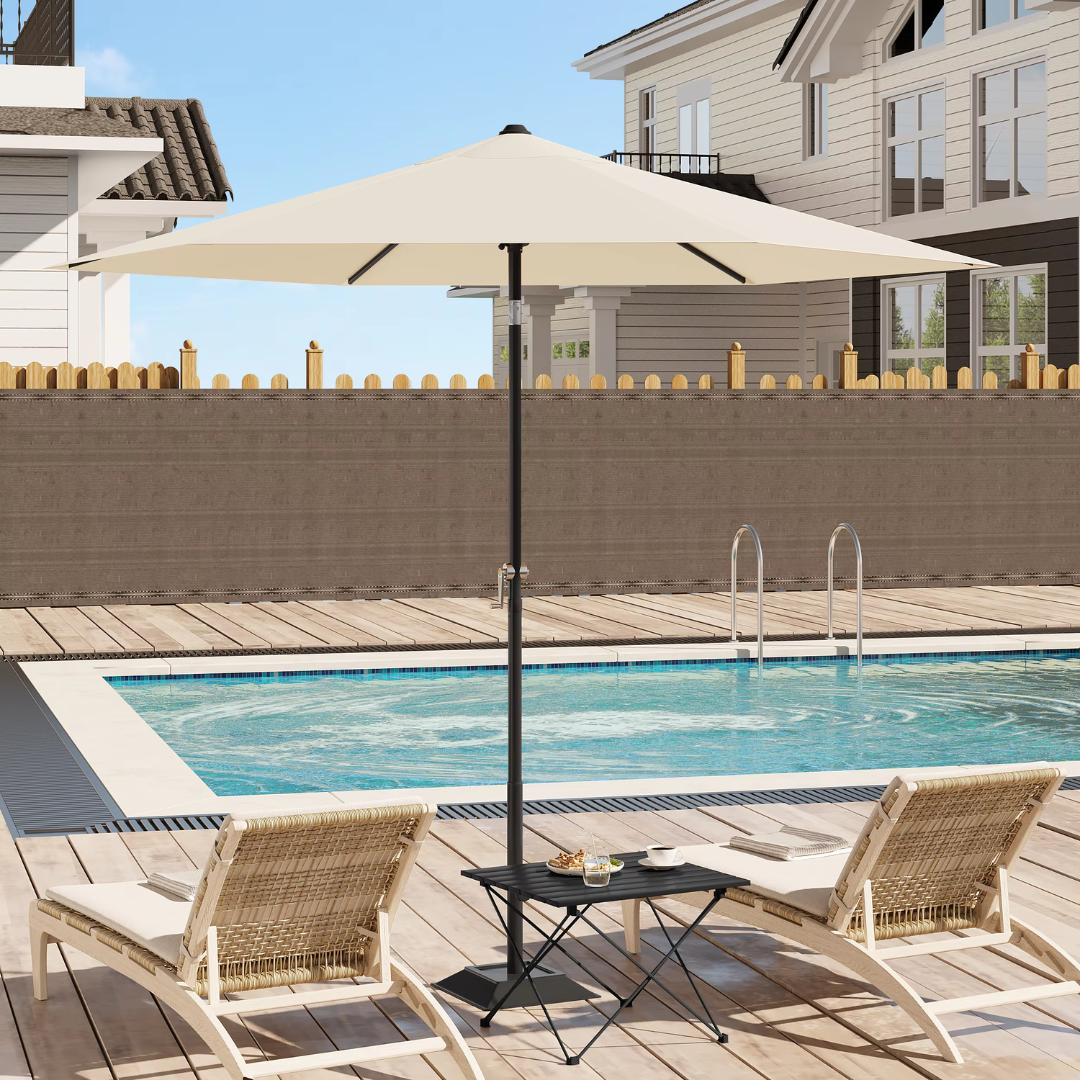 Parasol 300cm – UV-Bestendige Tuinparasol en Strandparasol – Waterdichte Zeshoekige Zonwering – 45° Kantelbaar – Lichtgewicht Design – Inclusief Draagtas – Ideaal Voor Tuin, Balkon of Strand – Beige
