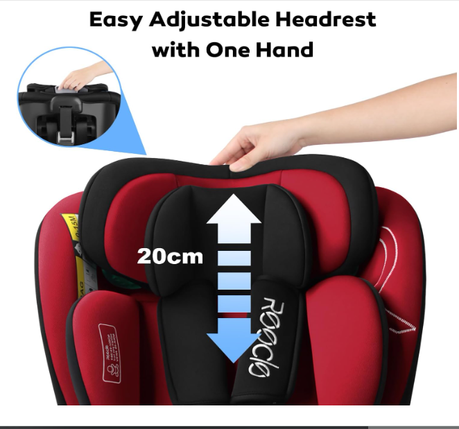 Autostoel Baby – Kinderzitje – Peuterstoel – Boosterstoel – 360° Draaibaar – ISOFIX & Top Tether – i-Size Veiligheid – Verstelbare Hoofdsteun 9 Posities – Rood