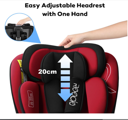 Autostoel Baby – Kinderzitje – Peuterstoel – Boosterstoel – 360° Draaibaar – ISOFIX & Top Tether – i-Size Veiligheid – Verstelbare Hoofdsteun 9 Posities – Rood