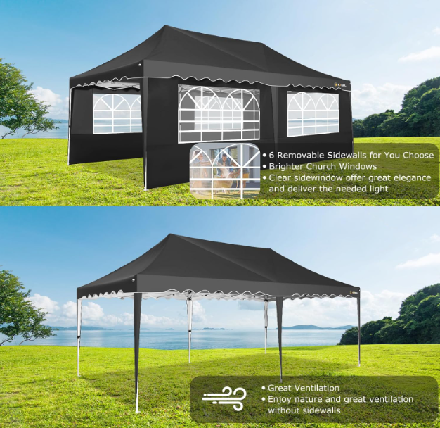 Feesttent – Partytent – Paviljoen – Tuintent – Opvouwbare Tent – 3x6 Meter – 6 Afneembare Zijwanden – Zilveren Coating – Draagtas Met Wieltjes – Inclusief Zandzakken