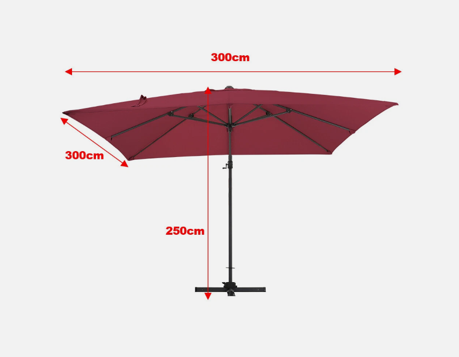 Parasol – Tuinparasol – Zweefparasol – Balkonparasol – Stokparasol – 3x3 m Kantelbaar – Aluminium Frame – Offset Ontwerp – Beige