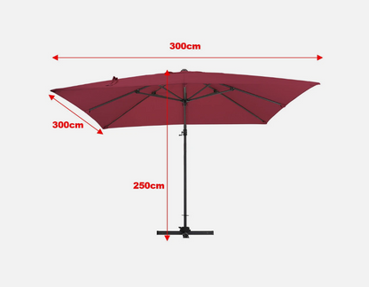 Parasol – Tuinparasol – Zweefparasol – Balkonparasol – Stokparasol – 3x3 m Kantelbaar – Aluminium Frame – Offset Ontwerp – Beige